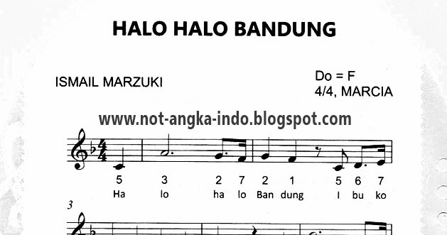 Not Angka Lagu Halo Halo Bandung - Not Angka Lagu Indonesia