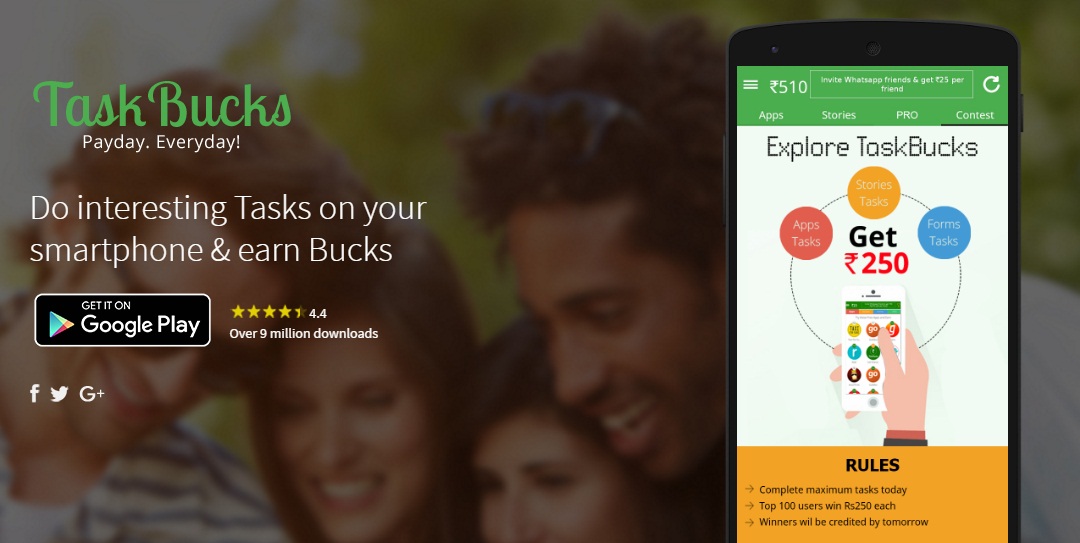 TaskBucks App refer and earn free paytm cash