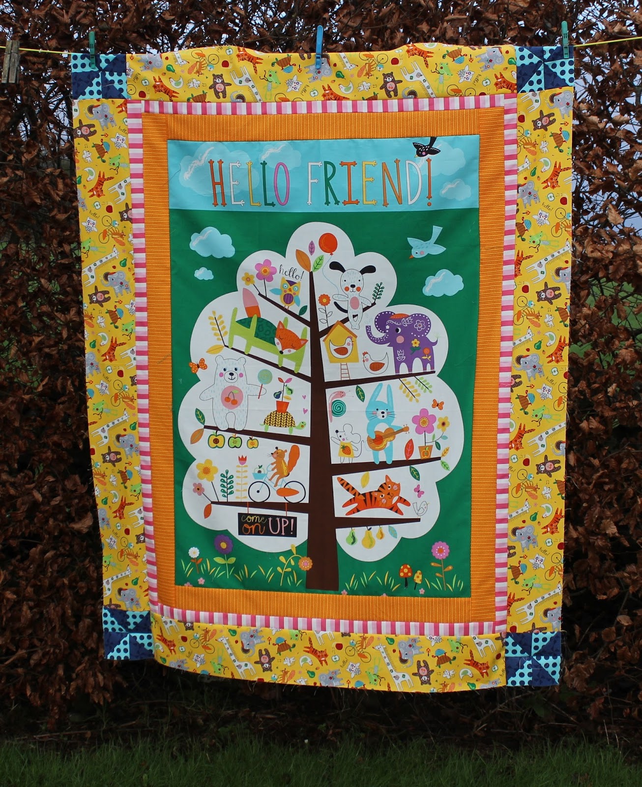 Fluffy Sheep Quilting Hello Friend Panel Quilt Finished Top!