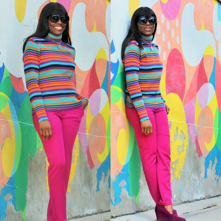 CANDY STRIPED TURTLE NECK SWEATER