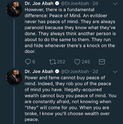  People who acquire wealth illegitimately may appear successful but they have no peace of mind - Joe Abah