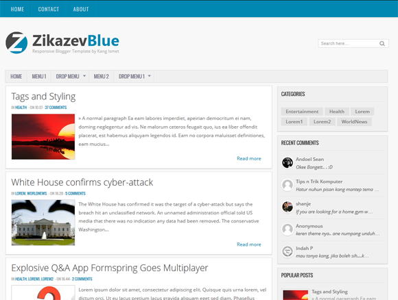 Zikazev Blue Responsive Blogger Template 