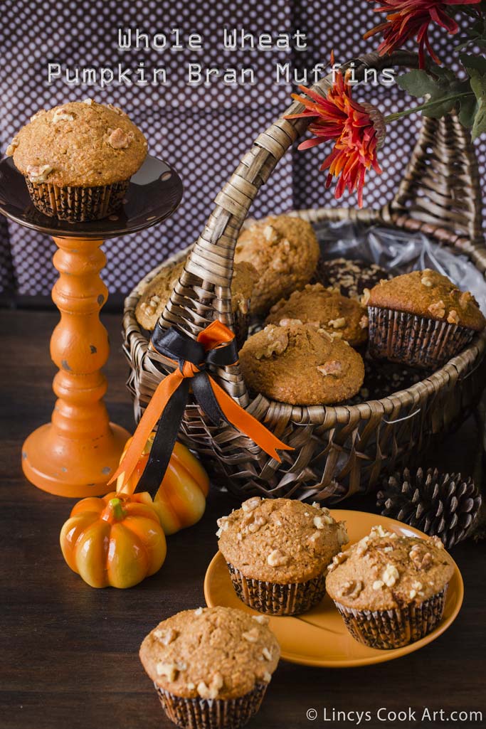 Whole Wheat Pumpkin Bran Muffins Lincy's Cook Art