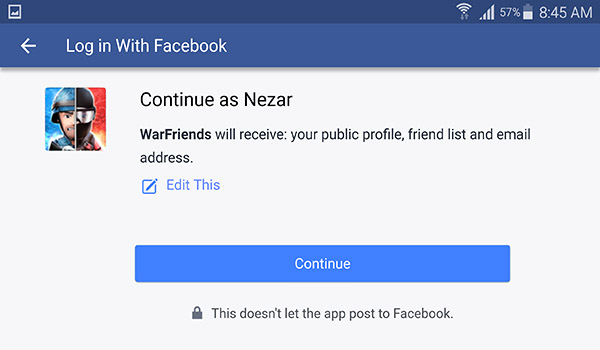 كما يمكنك دعوة اصدقائك من على فيسبوك للعبة WarFriends