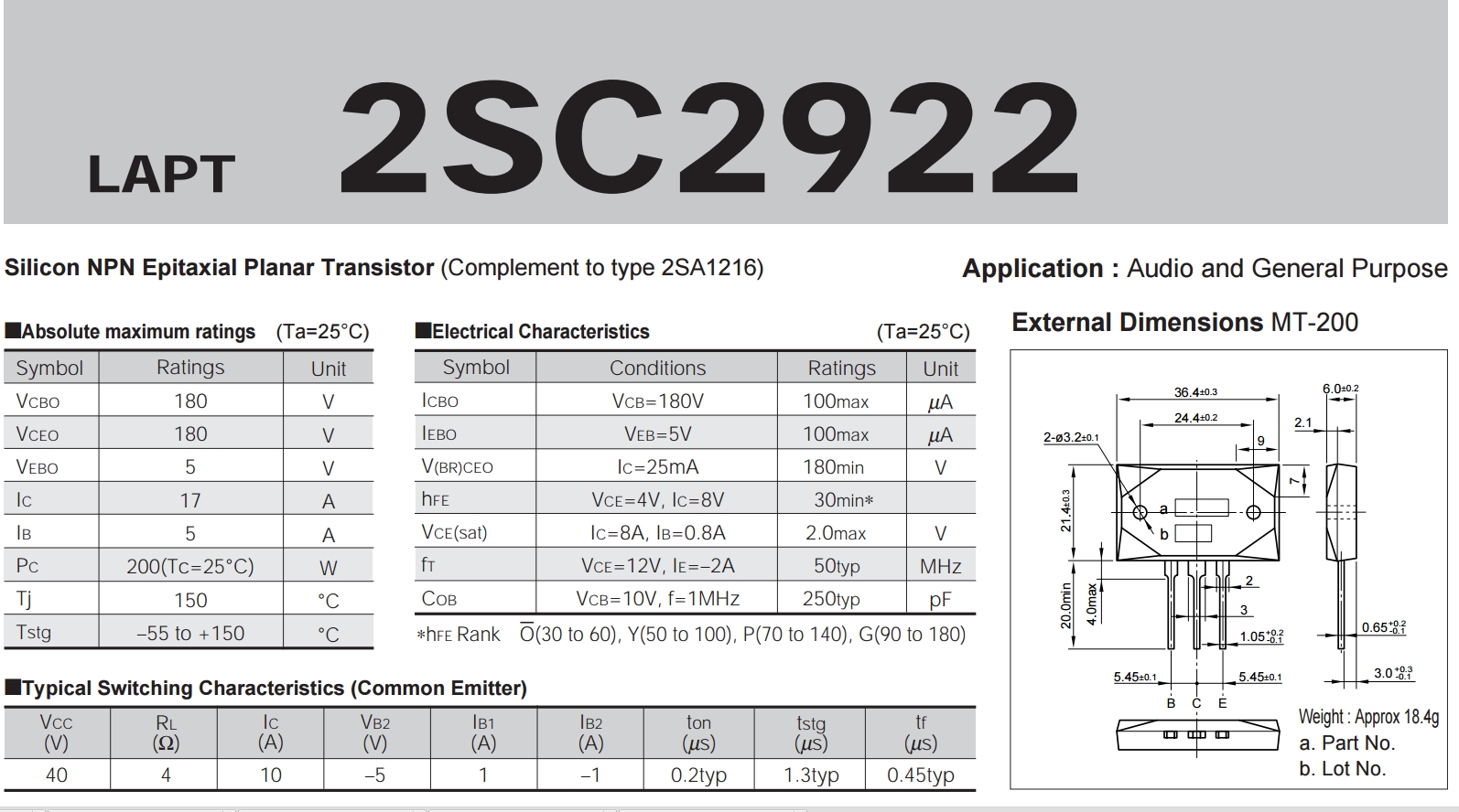 2SC2922 - Electronic Components