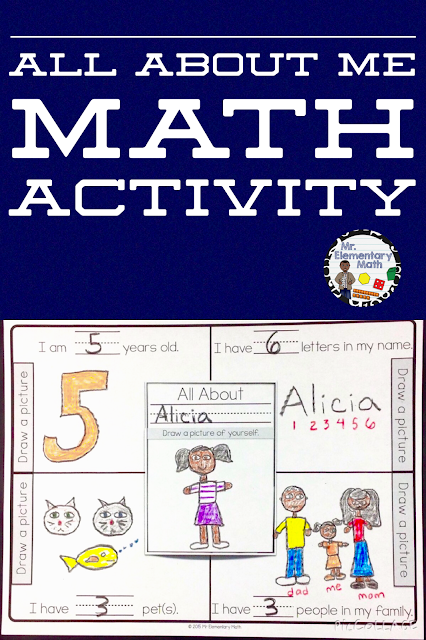 Engaging All About Me math activity for Kindergarten and 1st grade students.