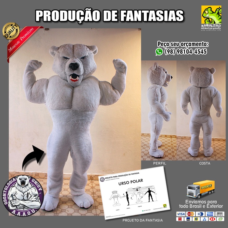 MASCOTE - Fantasia de Urso Branco