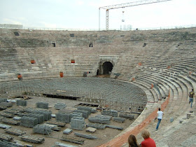 The Arena di Verona undergoes preparation for a concert