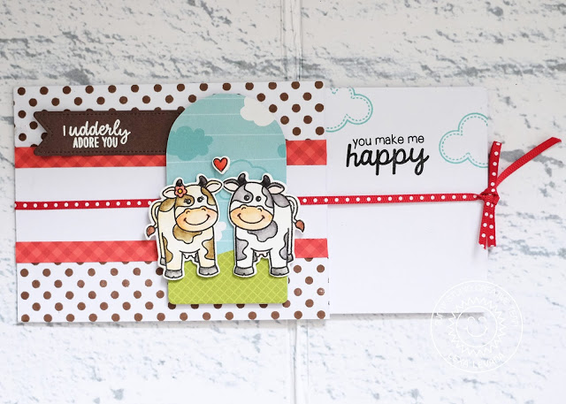 Sunny Studio Stamps: Miss Moo Barnyard Buddies Build-A-Tag Background Basics Fancy Frames Punny Card by Lexa Levana