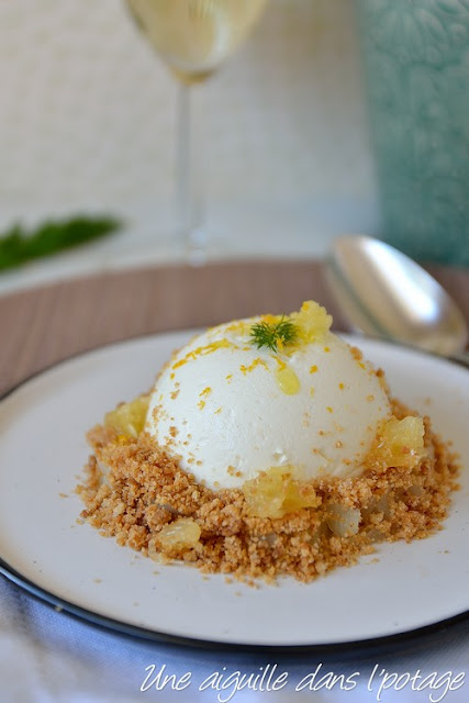 Crémeux bergamote, fenouil confit et streusel   