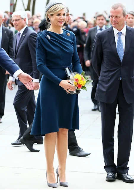 King Willem Alexander and Queen Maxima visit Nuremberg, Germany. Queen Maxima wore Claes Iversen coat