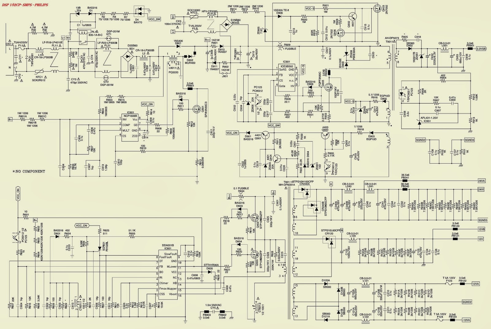 Schematic Diagrams: LGP42-09LF, LGP42-09LH LCD TV Power board schematic using ST