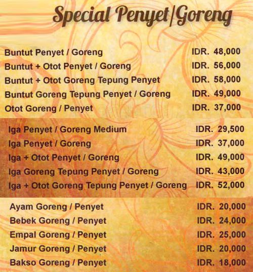 Harga Menu Warung Leko Iga Penyet Saat Ini