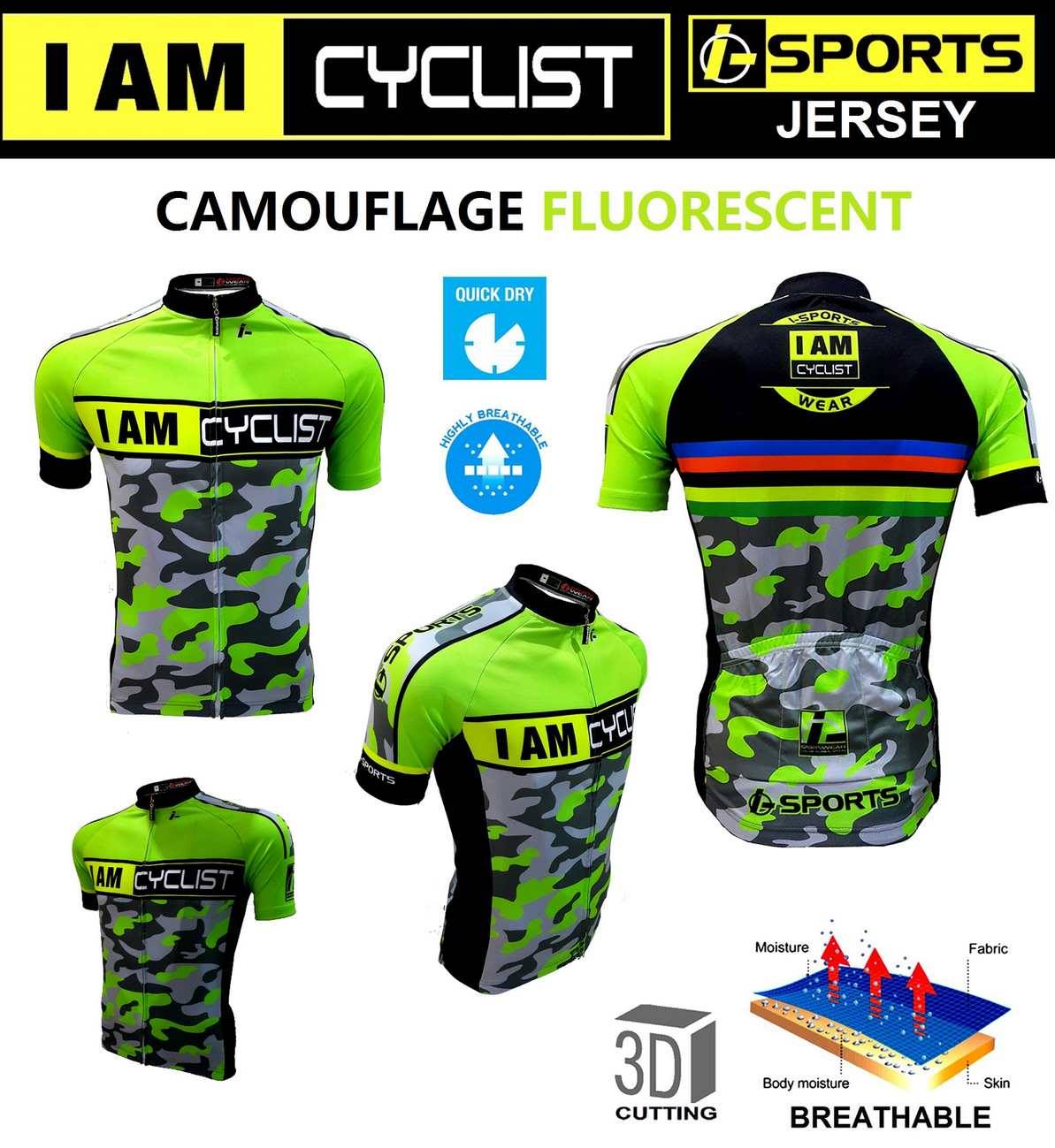 I AM CYCLIST CAMOUFLAGE FLUORESCENT PREMIUM VERSION (HIGH QUALITY