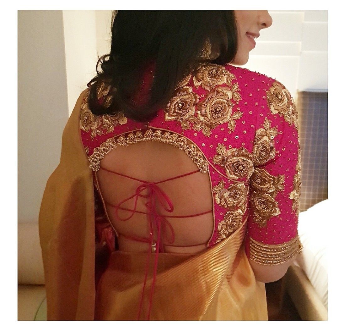 35 Traditional blouse back neck designs for silk sarees | Bling ...