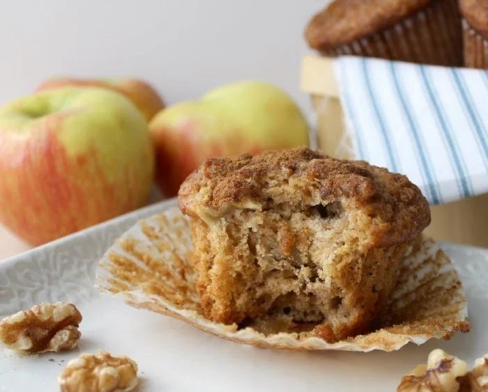 Renee's Kitchen Adventures:  Lightened Up Apple Pie Muffins A lighter version with all the flavor of the original.  #muffin #apple