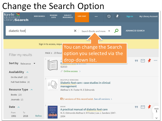 You can change the search option by clicking the drop-down box next to the search text box