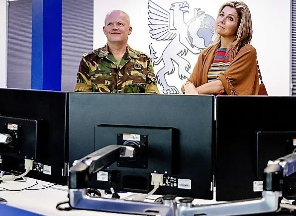 Queen Máxima wore a NATAN branded dress again which is her favorite brand  during visit to Defence Cyber Command in Hague