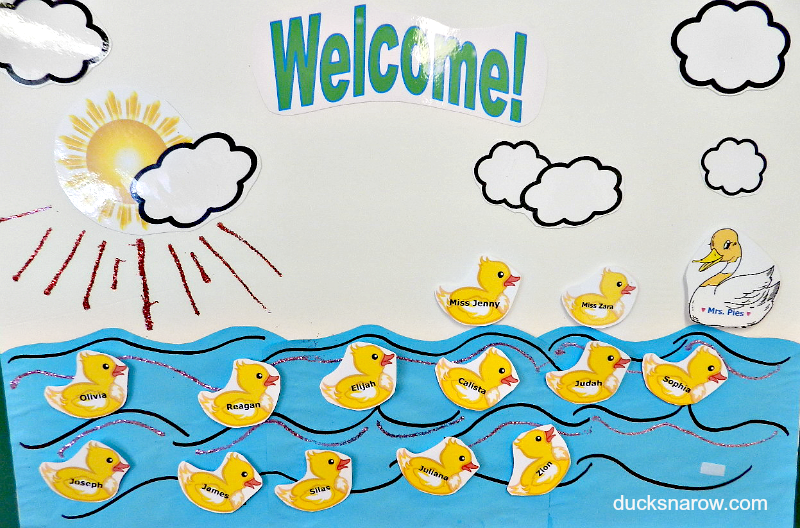 Little Ducks On A Pond Preschool Bulletin Board - A First Day Of School