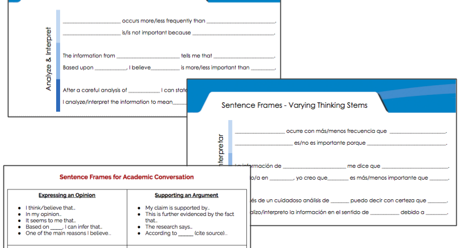 EdTech Nut Kelly Fitzgerald Thinking/Sentence Frames for All Content