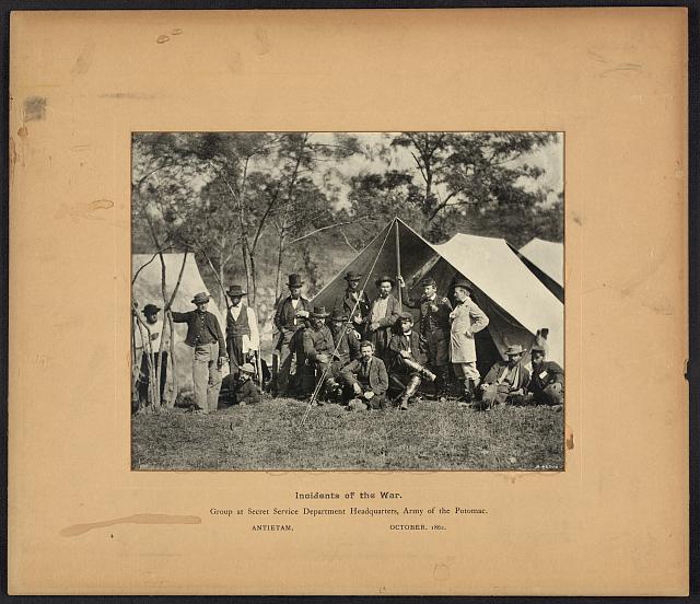 Incidents of the war, group at Secret Service Department Headquarters, Army of Potomac, Antietam