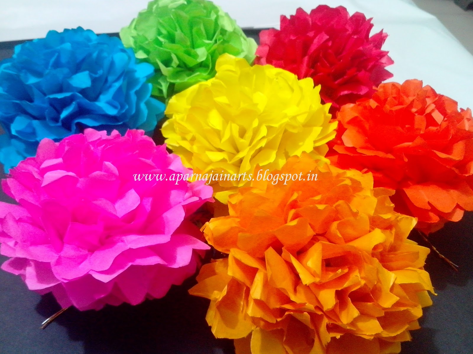 "The Crafty World" Pankh Arts Pom Pom Tissue/Kite Paper Flowers