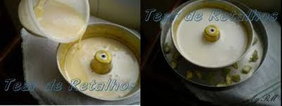 Colocar a mistura na forma e assar o pudim de leite em banho-maria