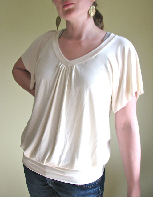 Rae's Spring Top: Ivory Knit V-neck - Made By Rae