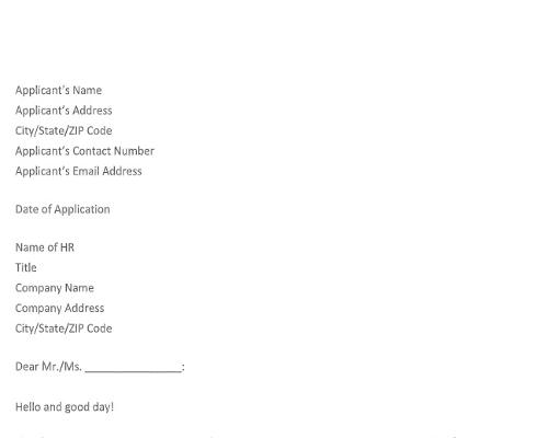 Job Application Letter for Software Engineer Job Application Letter for Software Engineer