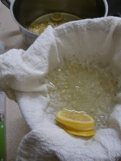 Picture of muslin after straining the elderflower cordial