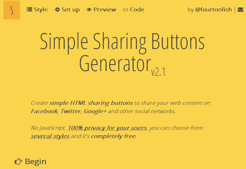 http://fourtonfish.com/simple-sharing-buttons-generator
