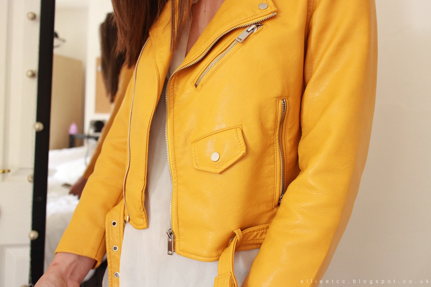 Ellie Etc New In The Yellow Zara Leather Jacket Fashion Jacket Leather Ootd Outfit Staple Style Yellow