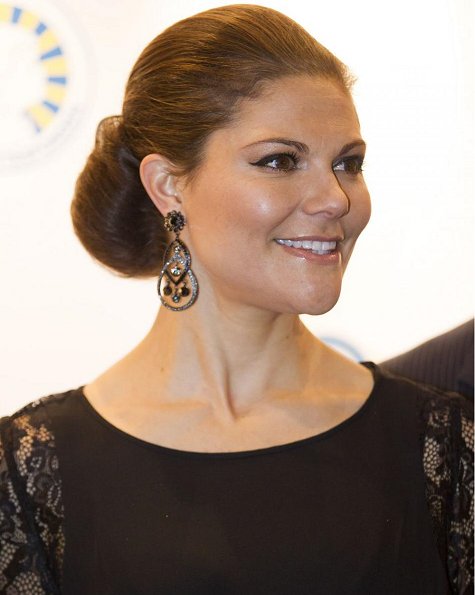 Crown Princess Victoria attended Barndiabetesfonden charity dinner at Berns in Stockholm on the occasion of World Diabetes Day
