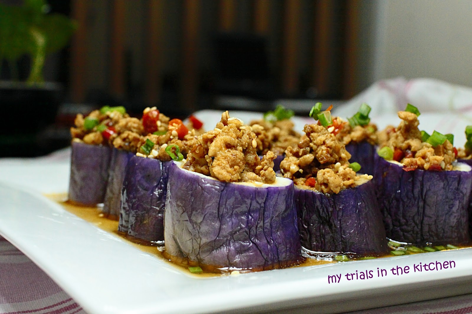 My Trials in the Kitchen Steamed Eggplant Stuffed with Minced Meat