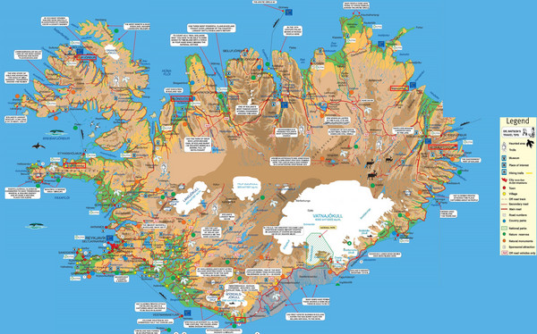 Island - Geografiske Kort over Island ~ Klima Naturali™