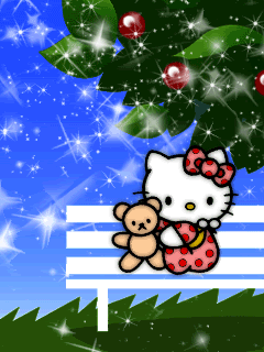 Gambar Wallpaper Hello Kitty Biru Animasi Bergerak Lucu 