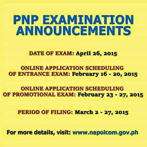 PNP Online Application, Entrance and Promotional Exam Schedules for ...