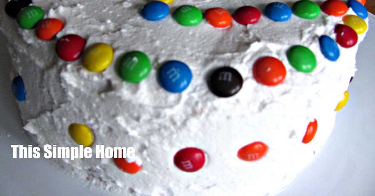 Simple M&M Cake Decoration - This Simple Home
