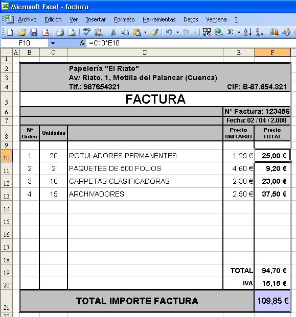 Formato Factura Excel Modelo Factura Descarga Gratuita Totalmente