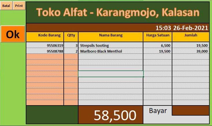 Aplikasi kasir excel gratis full