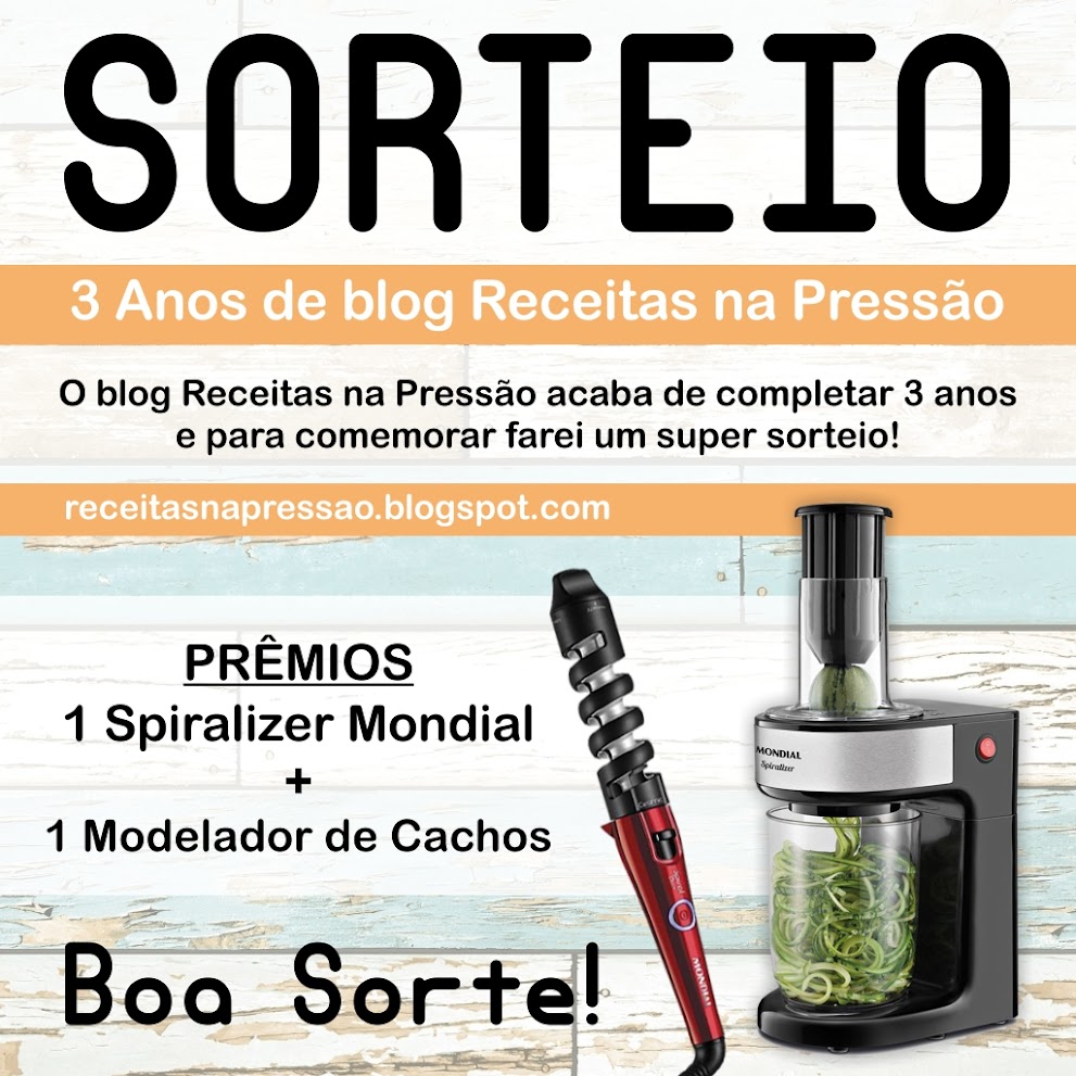 SORTEIO de 3 Anos do Blog Receitas na Pressão!!!