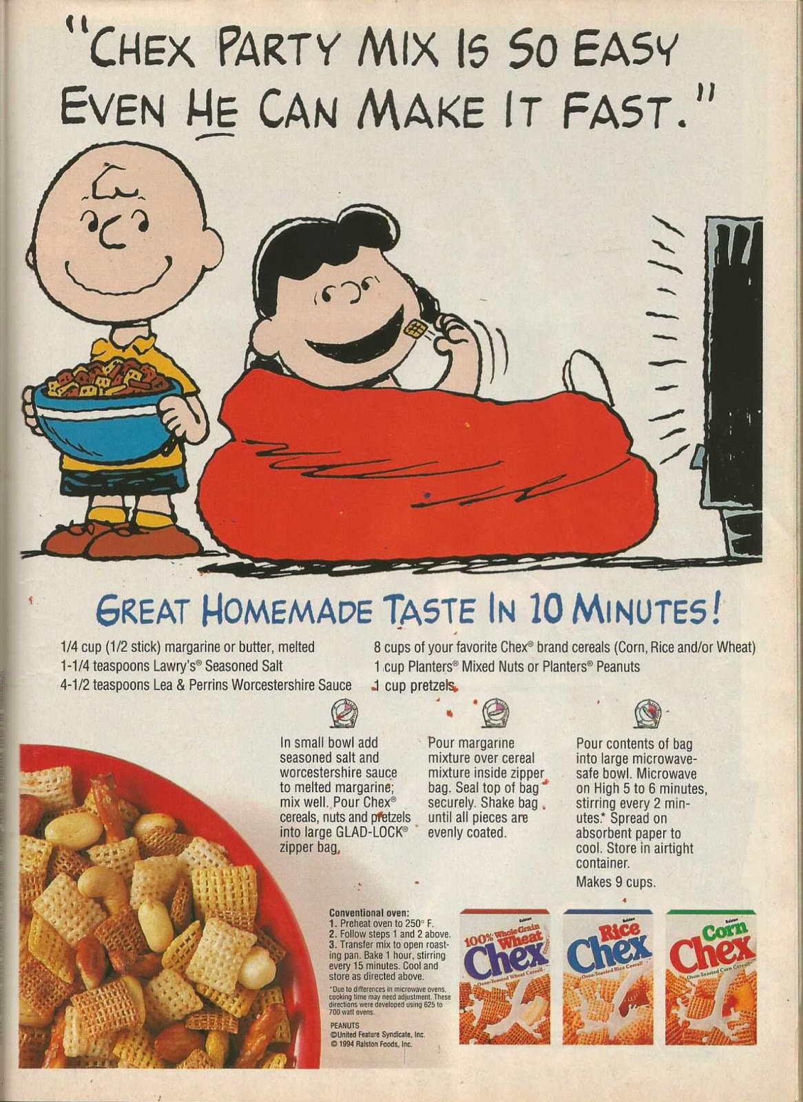 Aunt B Simply Living Charlie Brown, Lucy, and Chex Party Mix