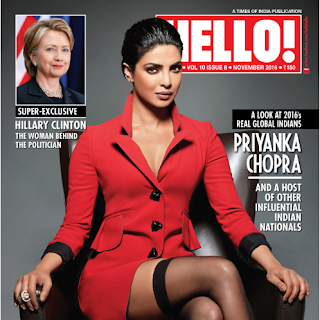 Priyanka Chopra Stunning Deep neck Red Jacket for HELLO India Magazine Nov 2016