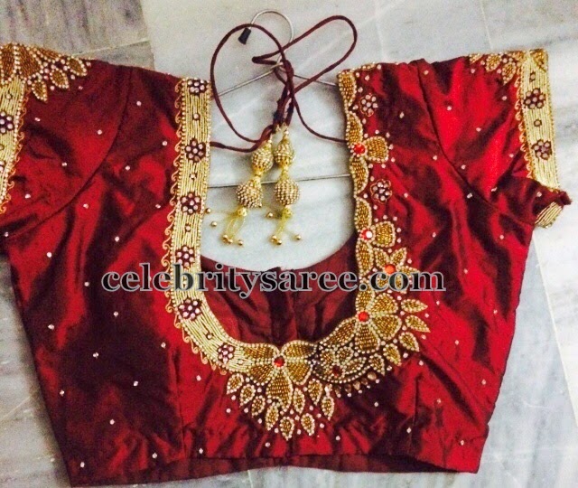 Red blouse maggam work Outlet