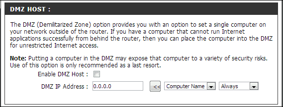opcion para abrir puertos en router