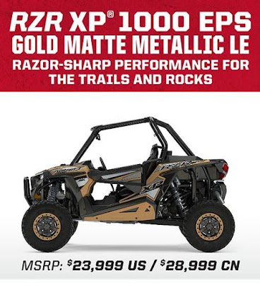 Polaris RZR XP 1000 EPS Gold Matte Metallic Limited Edition