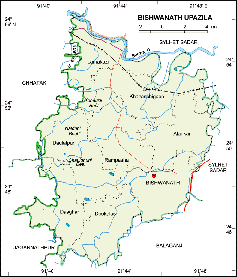 Bishwanath Upazila Map Sylhet District Bangladesh