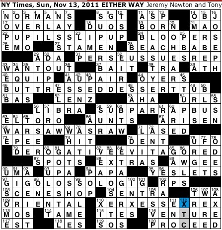 Rex Parker Does the NYT Crossword Puzzle: Jah worshiper / SUN 11-13-11 /  Long Island county west of Suffolk / Candy company first flavor Pfefferminz  / Roxy Music co-founder / New Sensation