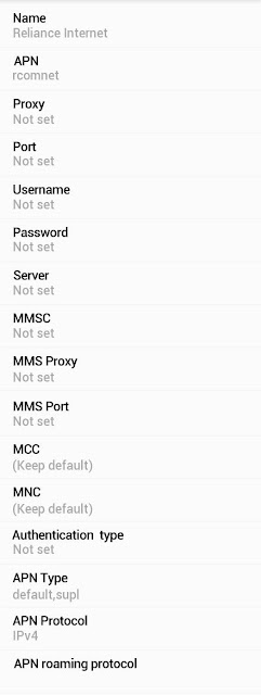 Reliance GPRS 3G APN Settings for Android Reliance GPRS 3G APN Settings for Android