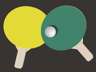 Raquetes e bolinha de ping pong (desenho)